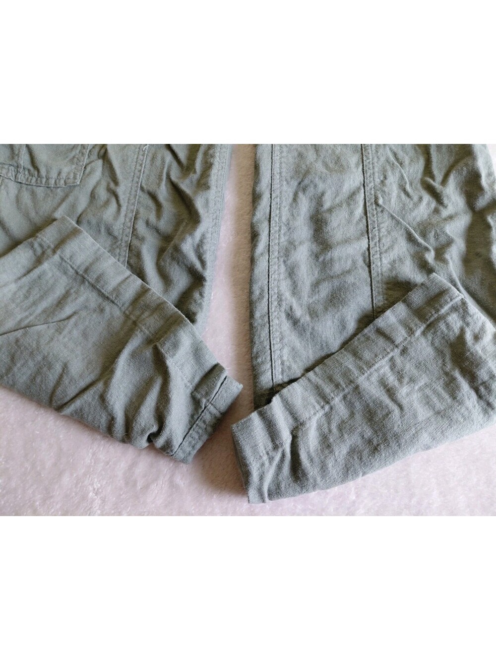 Hollister Womens Size Small Ultra High Rise Baggy Cargo Pants Linen Blend Green - Picture 2 of 9